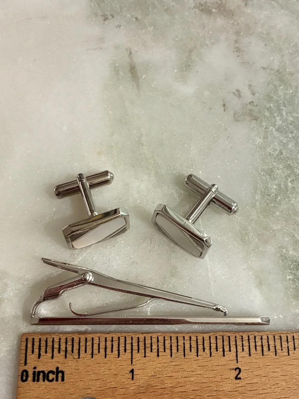 MCM Cuff Links + Tie Clip Set Vintage